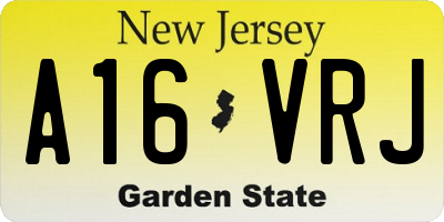 NJ license plate A16VRJ
