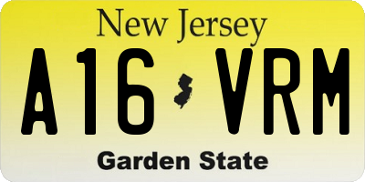 NJ license plate A16VRM