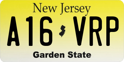 NJ license plate A16VRP