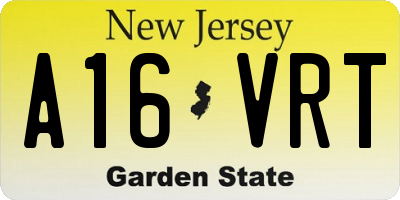 NJ license plate A16VRT