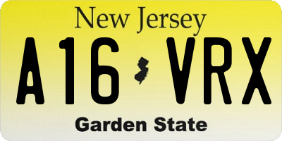 NJ license plate A16VRX