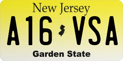 NJ license plate A16VSA