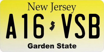 NJ license plate A16VSB