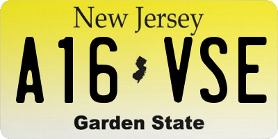 NJ license plate A16VSE