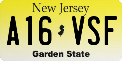 NJ license plate A16VSF