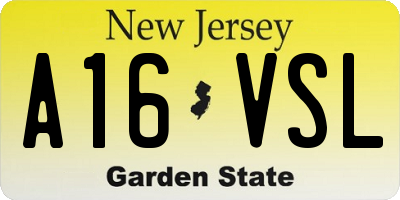 NJ license plate A16VSL