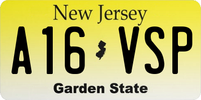 NJ license plate A16VSP