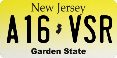 NJ license plate A16VSR