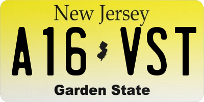 NJ license plate A16VST