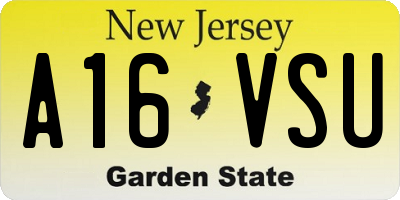 NJ license plate A16VSU