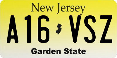 NJ license plate A16VSZ