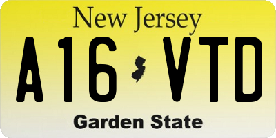 NJ license plate A16VTD