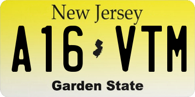NJ license plate A16VTM