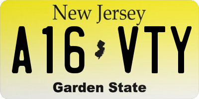 NJ license plate A16VTY