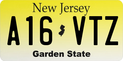 NJ license plate A16VTZ