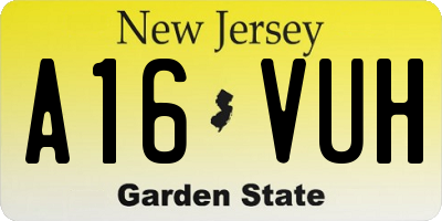 NJ license plate A16VUH