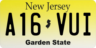 NJ license plate A16VUI