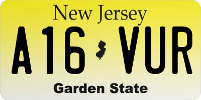 NJ license plate A16VUR