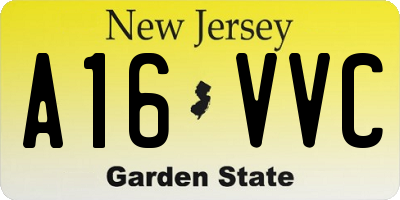 NJ license plate A16VVC