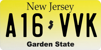 NJ license plate A16VVK