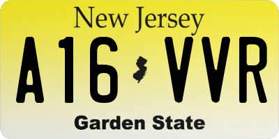 NJ license plate A16VVR