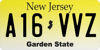 NJ license plate A16VVZ