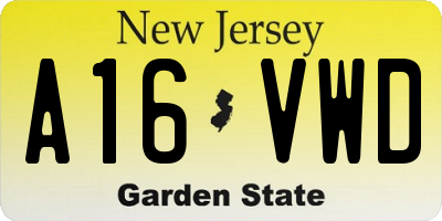 NJ license plate A16VWD