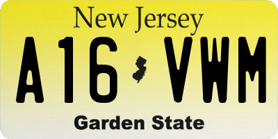 NJ license plate A16VWM