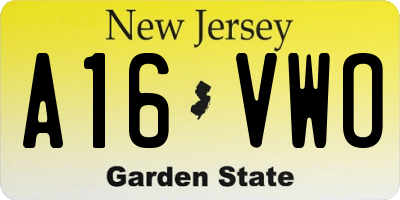 NJ license plate A16VWO