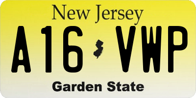NJ license plate A16VWP