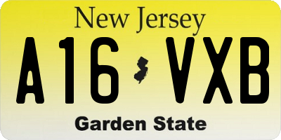 NJ license plate A16VXB
