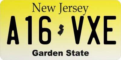 NJ license plate A16VXE