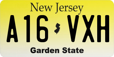 NJ license plate A16VXH