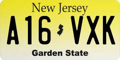 NJ license plate A16VXK