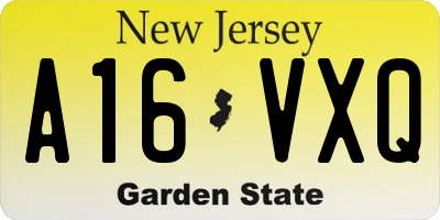 NJ license plate A16VXQ