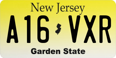 NJ license plate A16VXR