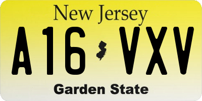 NJ license plate A16VXV
