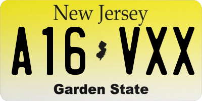 NJ license plate A16VXX