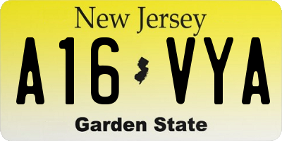 NJ license plate A16VYA