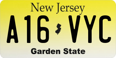 NJ license plate A16VYC