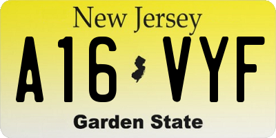 NJ license plate A16VYF