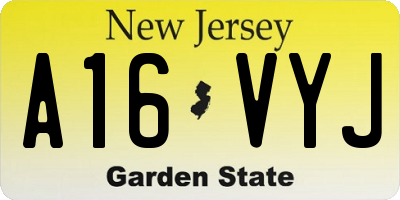 NJ license plate A16VYJ