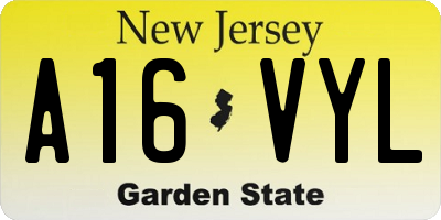 NJ license plate A16VYL