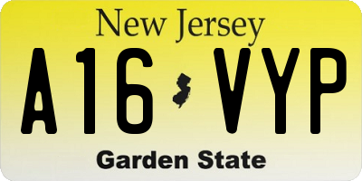 NJ license plate A16VYP