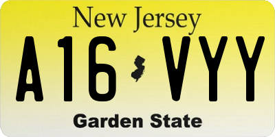 NJ license plate A16VYY