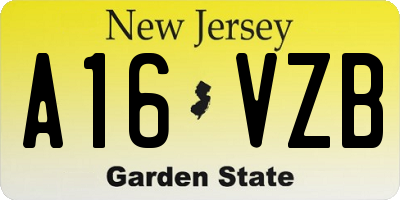 NJ license plate A16VZB