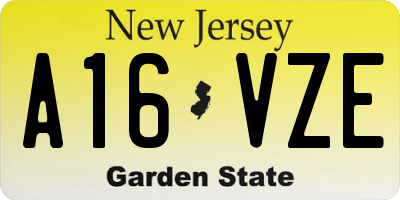 NJ license plate A16VZE