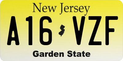 NJ license plate A16VZF