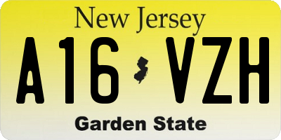 NJ license plate A16VZH