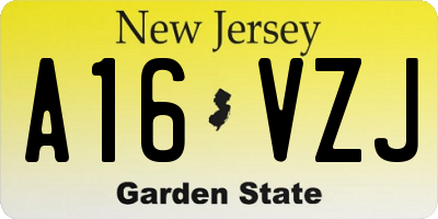 NJ license plate A16VZJ